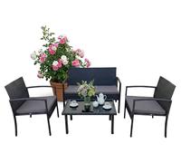 Relaxdays Ensemble jardin résine tressée 4 pièces