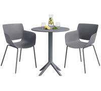 Ensemble de mobilier de jardin Siora comprenant 2 chaises | Couleur : gris foncé | Dimensions : 168 x 60 x 80 cm