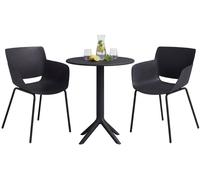Ensemble de mobilier de jardin Siora comprenant 2 chaises | Couleur : noir | Dimensions : 168x60x80 cm