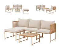 Ensemble de mobilier de jardin SVITA DETROIT, en résine tressée : canapé modulaire d'angle, chaise longue, table. Flexible, peut être configuré comme un canapé 3 places ou comme fauteuil 2 places. Inc