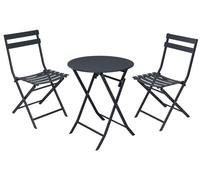 Ensemble de mobilier de jardin : table + 2 chaises, gris