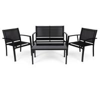 Ensemble de mobilier de jardin : table, banc, fauteuils, métal