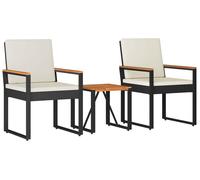 vidaXL Ensemble de mobilier de jardin 3 pièces polyrotin noir et blanc crème