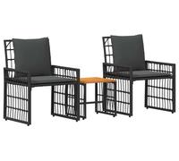 Ensemble de mobilier de jardin vidaXL, 3 pièces, noir et gris foncé