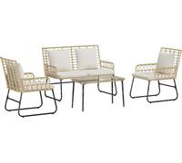 Ensemble de mobilier de jardin vidaXL, 4 pièces, en polyrotin noir et anthracite