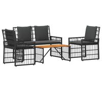 Ensemble de mobilier de jardin vidaXL, 4 pièces, noir et gris foncé