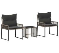 Ensemble de mobilier de jardin vidaXL, 7 pièces, gris et gris foncé, en résine tressée