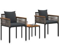 Ensemble de mobilier de jardin vidaXL avec coussins, gris et gris foncé, en polyrotin
