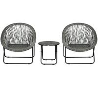 Ensemble de mobilier de jardin Zerboco, ensemble de jardin pliable, 2 chaises, table basse, structure en acier, résistant aux intempéries, gris