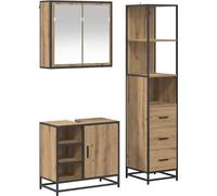 Ensemble de mobilier de salle de bain 3 pc Chêne artisanal