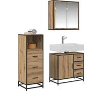 Ensemble de mobilier de salle de bain 3 pc Chêne artisanal
