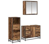 Ensemble de mobilier de salle de bain 3 pcs Bois Ancien