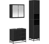 Ensemble de mobilier de salle de bain 3 pcs Chêne noir