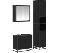 Ensemble de mobilier de salle de bain 3 pcs Chêne noir