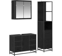 Ensemble de mobilier de salle de bain 3 pcs Chêne noir