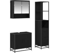 Ensemble de mobilier de salle de bain 3 pcs Chêne noir