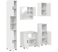 Ensemble de mobilier de salle de bain 5 pcs Blanc brillant