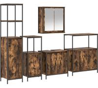 Ensemble de mobilier de salle de bain 5 pcs Chêne fumé et noir