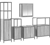 Ensemble de mobilier de salle de bain 5 pcs Gris Sonoma et noir