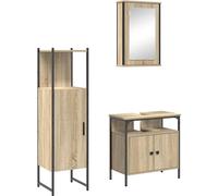 Ensemble de mobilier de salle de bain avec étagère 3 pcs Marron