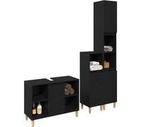 Ensemble de mobilier de salle de bain avec stockage 3 pcs Noir