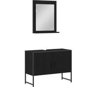Ensemble de mobilier de salle de bain Montage mural 2 pcs Noir