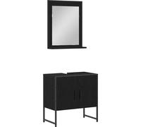 Ensemble de mobilier de salle de bain Montage mural 2 pcs Noir