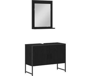 Ensemble de mobilier de salle de bain Montage mural 2 pcs Noir