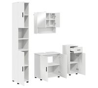 Ensemble de mobilier de salle de bain - vidaXL - Blanc - Bois d'ingénierie - 61x35x64 cm - 4 pièces - Montage mural