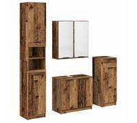 Ensemble de mobilier de salle de bain - vidaXL - Bois ancien - 4 pièces - 64 5 x 33 5 x 59 cm - Rangement optimisé