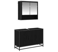 Ensemble de mobilier de salle de bain - vidaXL - Chêne noir - Bois d'ingénierie - 90x33x60 cm - Miroir 65x20x60 cm