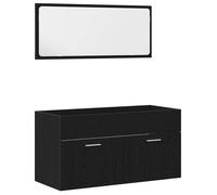 Ensemble de mobilier de salle de bain - vidaXL - Chêne Noir - Bois d'ingénierie - 90x38,5x46 cm - Miroir inclus