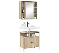 Ensemble de mobilier de salle de bain - vidaXL - Marron - Bois d'ingénierie - 60x30x60 cm - Avec miroir - Avec étagère