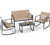 Ensemble de mobilier d'extérieur 4 pièces avec mouvement de bascule doux