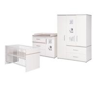 Ensemble de mobilier pour bébé ROBA Moritz - Lit 70x140 + Commode à Langer + Armoire - Blanc