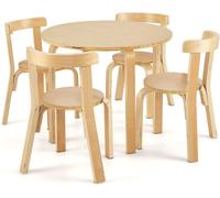 Ensemble de mobilier pour enfants COSTWAY comprenant 4 chaises, table et 5 chaises en peuplier et bouleau avec coins et bords arrondis, mobilier pour enfants à partir de 4 ans (naturel)