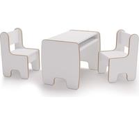 Ensemble de mobilier pour enfants TIMI – Une table et deux chaises en MDF blanc | Sûr grâce à ses bords arrondis et doté d'un espace de rangement pratique – Idéal pour étudier et jouer