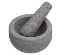 Ensemble de mortier et pilon en granit, non poreux, de 12 x 9 cm, de couleur grise