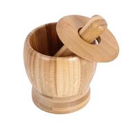 Ensemble de mortiers et pilon en bambou avec couvercle, broyeur d ' ail et d ' épices, presse-purée, bol de broyage pour mélange d ' épices, ensemble de mortiers et pilon en bois