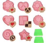Ensemble de moules à biscuits en forme de sandwich Unyqoos® – 8 moules roses + 8 tampons, plastique de qualité alimentaire, lavable au lave-vaisselle, sans BPA, idéal pour les biscuits de Noël et la p