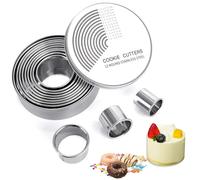 Ensemble de moules à biscuits ronds en acier inoxydable, 11/12 pièces, adaptés à la cuisson des gâteaux, des mousses, des beignets, des fondants, des anneaux de biscuits 12pcs box
