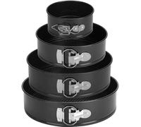 Ensemble de moules à charnière Ibenzoa® comprenant 4 moules de diamètre 11 à 26 cm, en acier au carbone de qualité alimentaire, avec revêtement antiadhésif, fonds amovibles, système de fermeture régla