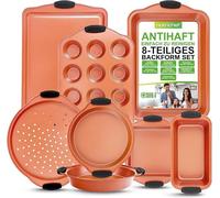 Ensemble de moules à gâteaux Silecomplaza, 8 pièces, antiadhésifs avec poignées en silicone. Empilables et lavables au lave-vaisselle. Idéal pour les gâteaux, les muffins, le pain et les moules à char