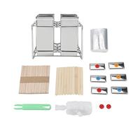 Ensemble de moules à glace en acier inoxydable, kit de fabrication de popsicles DIY comprenant 6 moules et des bâtonnets, bords soudés sans couture pour une utilisation en cuisine (assiette plate)