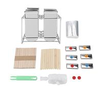 Ensemble de moules à glace en acier inoxydable, kit de fabrication de popsicles DIY comprenant 6 moules et des bâtonnets, bords soudés sans couture pour une utilisation en cuisine (Plaque plate à