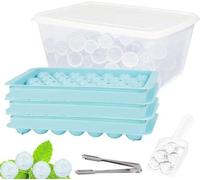 Ensemble de moules à glaçons Ibenzoa® : 3 bacs avec 99 compartiments chacun – sans BPA, glaçons de 2,5 cm en 4 heures, avec seau à glace, pelle et pince, boîtes en plastique dur pour cocktails