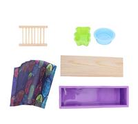 Ensemble de moules à savon en Silicone avec boîte en bois, support à savon, fournitures de cuisson (Violette)