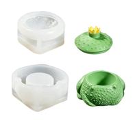Ensemble de moules décoratifs en silicone pour grenouille | Forme de conteneur à couvercle amovible pour les loisirs en plâtre de bougie en résine, présentoir de bureau