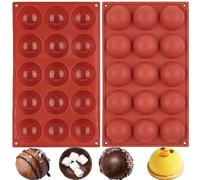 Ensemble de moules en silicone Unyqoos® (2 pièces) – 15 demi-sphères par moule, adaptés à l'alimentation, sans BPA, de -40°C à 230°C, antiadhésifs, pour chocolat, mousse et glaces