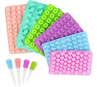 Ensemble de moules en silicone Unyqoos® – 6 pièces pour chocolats, bonbons et glaces, avec 15 motifs (299 cavités), adaptés au contact alimentaire, de -40°C à 200°C, comprenant 4 pipettes